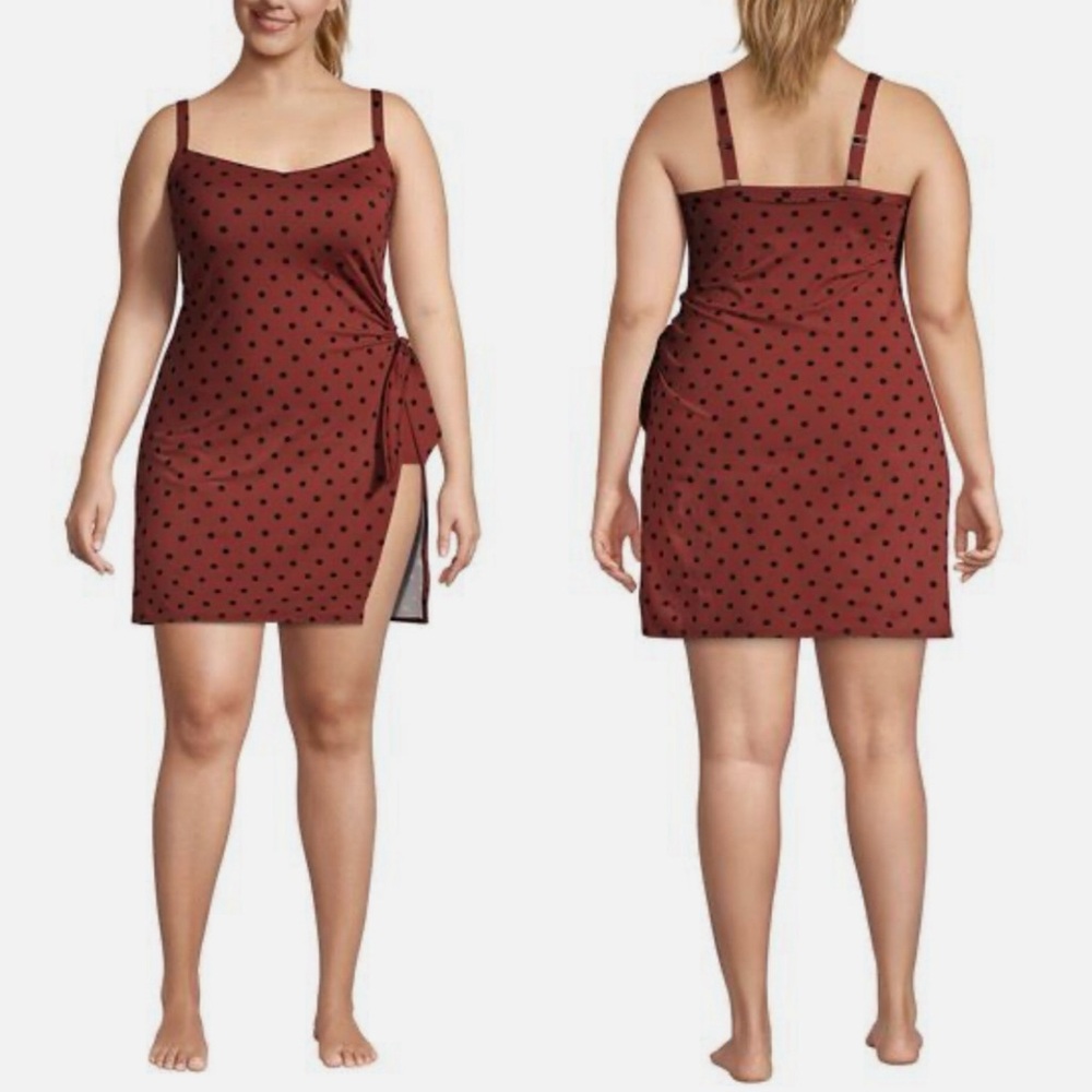 LANDS END Chlorine Resistant Sweetheart Swim Dress One Piece Swimsuit Size 18